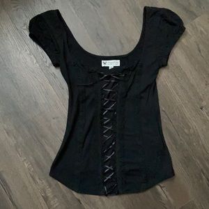 Papillon corset style cap sleeve top